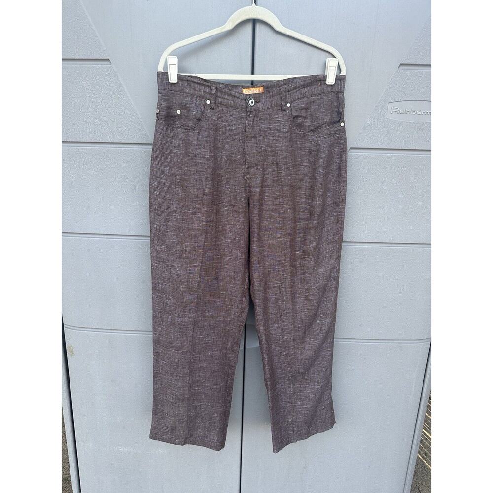 Inserch Collezione Italy Mens Brown Linen Pants Beach Wedding Size 34x28